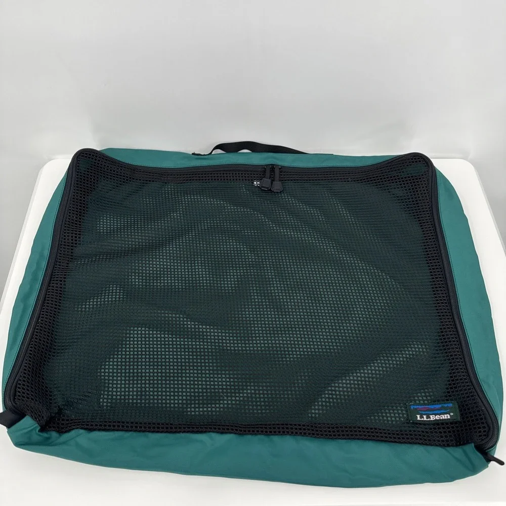 LL Bean Large Green Nylon Packing Cube Travel Organizer Mesh Made USA Gorpcore